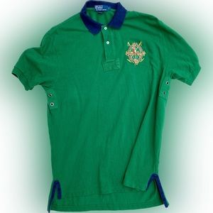 Polo Ralph Lauren Men’s green navy embroidered polo w/ grommet vents, L